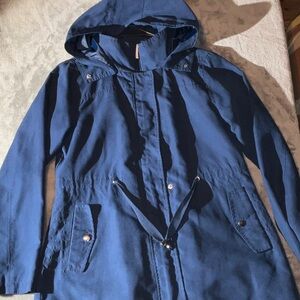 Time and Tru Dark Blue Utility Jacket with Hood